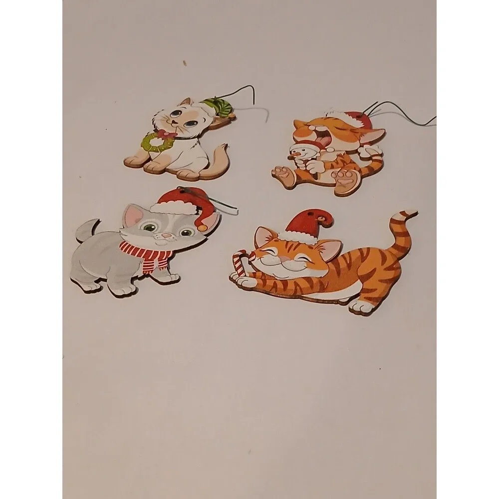 32 Christmas Cat  Kitten Ornaments Chunful Ornaments  Wooden Hanging Tree
